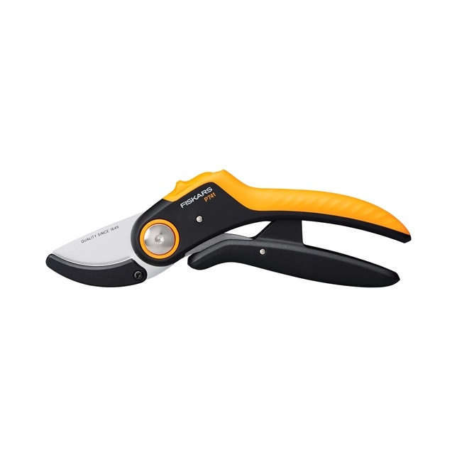 Fiskars P741 Forbici da Potatura a Incudine Plus PowerLever - Cesoie per Legno Secco e Duro, Lame in Acciaio Inox, Lunghezza 22,1 cm, Nero/Arancione