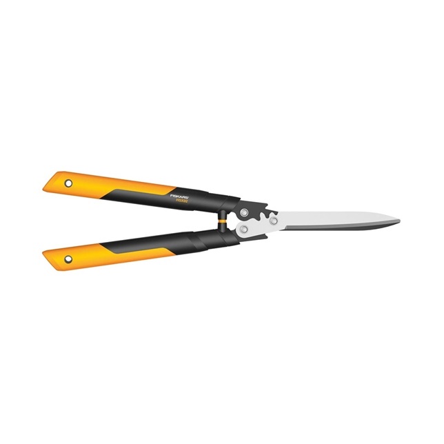 Fiskars PowerGear X HSX92 - Cesoie per Siepi con Meccanismo PowerGear™, Lame in Acciaio, Lunghezza 63 cm, Rivestimento Antiaderente, Colore Argento/Nero/Arancione