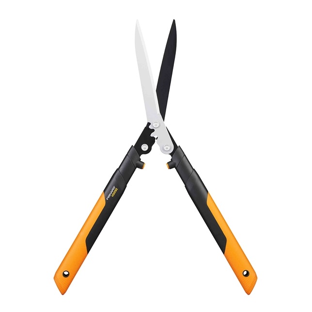 Fiskars PowerGear X HSX92 - Cesoie per Siepi con Meccanismo PowerGear™, Lame in Acciaio, Lunghezza 63 cm, Rivestimento Antiaderente, Colore Argento/Nero/Arancione