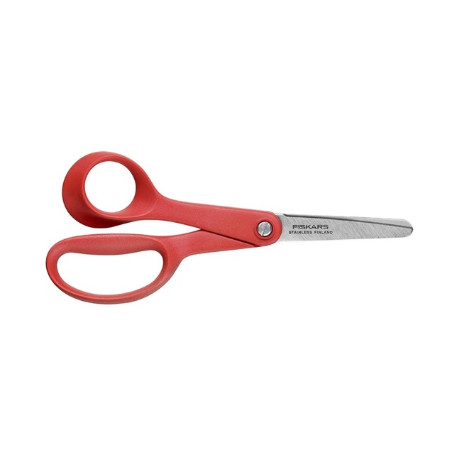 Fiskars Classic Forbici per Bambini Mancini - 13 cm, Acciaio Inossidabile, Punta Arrotondata, Rosso