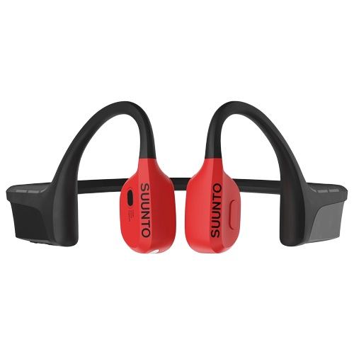 Suunto WING Cuffie Open-Ear Wireless/Bluetooth Sportive Nero/Rosso con Durata Batteria Fino a 10 Ore