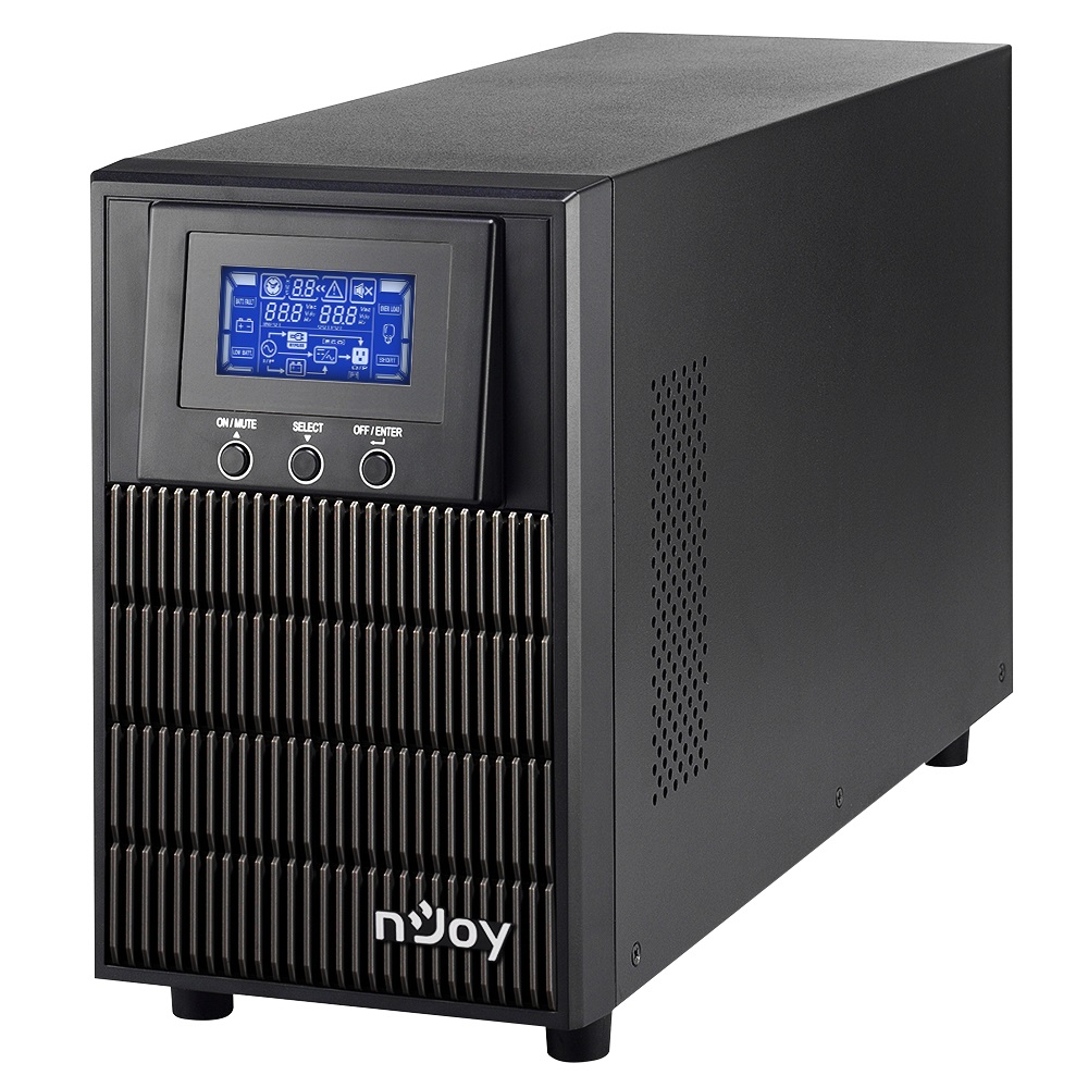 nJoy Aten PRO 2000VA Gruppo di Continuità (UPS) Doppia Conversione Online 1800W Onda Sinusoidale Pura con Display LCD, USB, RS232 e 3 Uscite Schuko