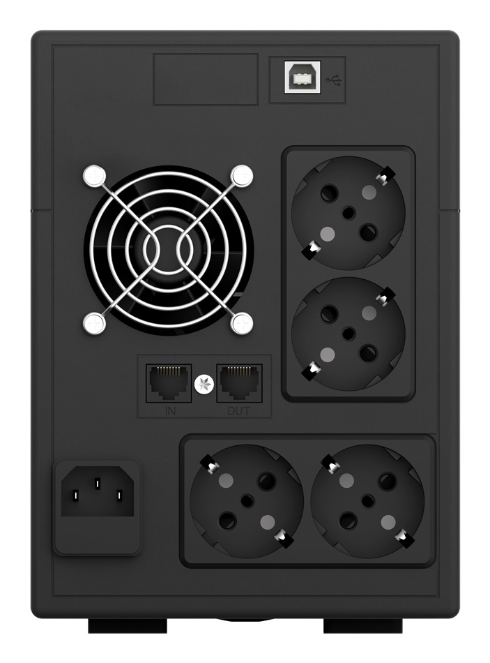 nJoy Cadu 2000 - Gruppo di Continuità UPS 2000VA 1200W con Onda Sinusoidale Simulata, 4 Prese Schuko, 2 Batterie 12V 9A e Display LCD