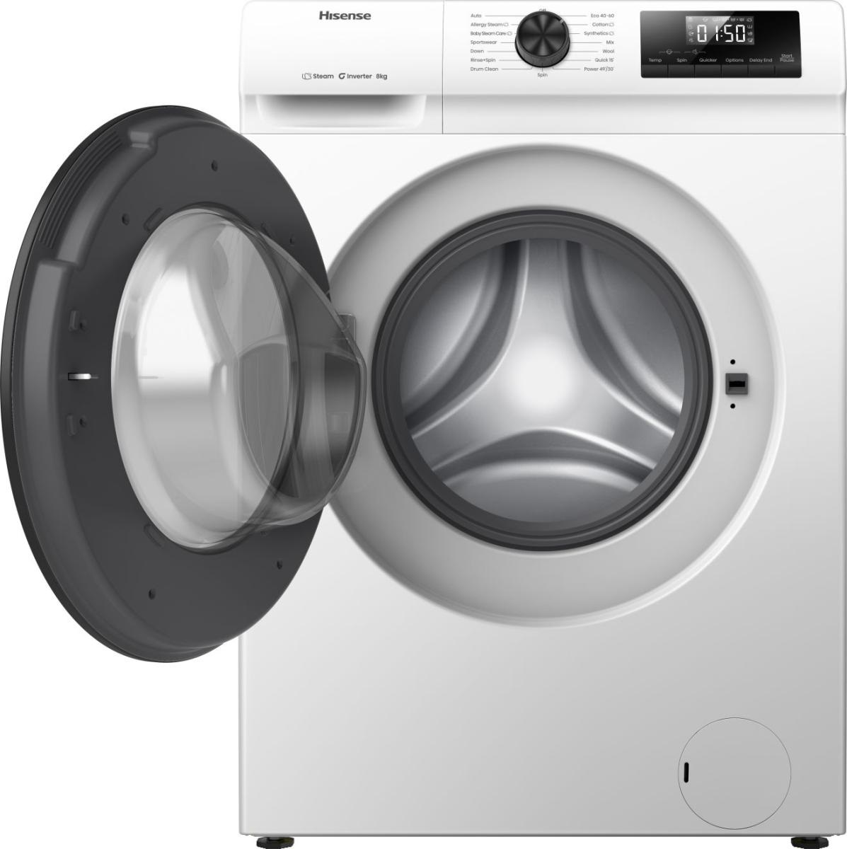Hisense WF1Q8041BW Lavatrice Caricamento Frontale 8 kg 1400 Giri/min Classe A-20% Vapore Bianco
