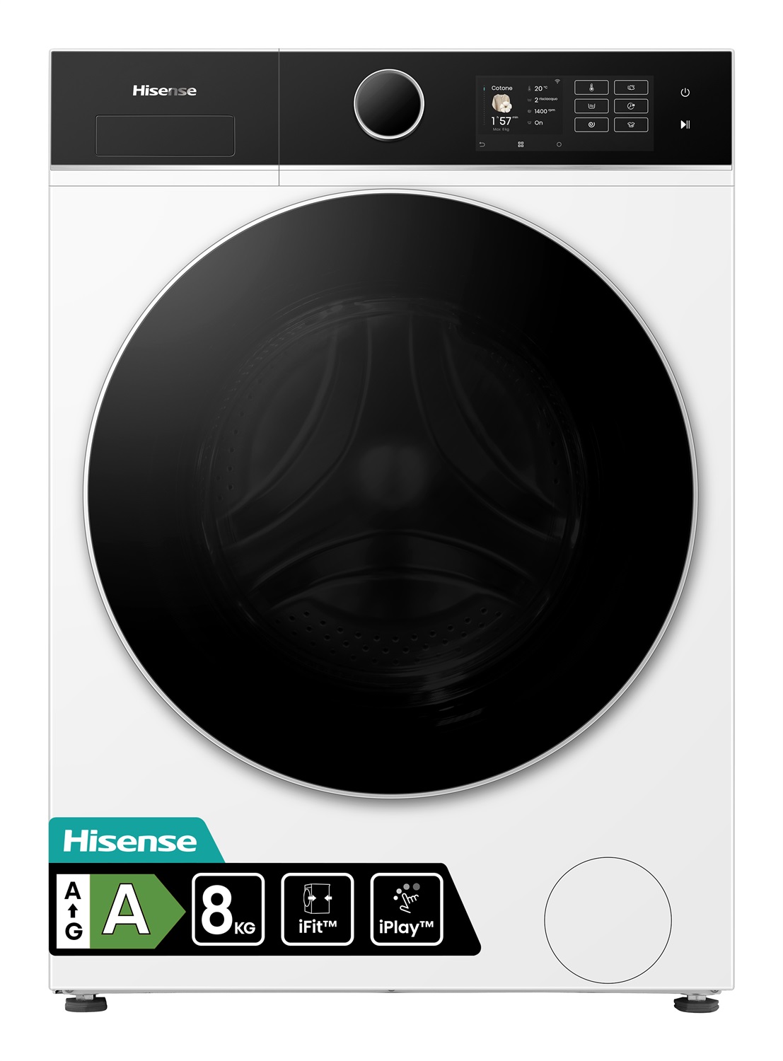 Hisense WF5I8043BWF Lavatrice Slim Carica Frontale 8 kg 1400 Giri/min Classe A-30% con Funzione Vapore e Display Touch