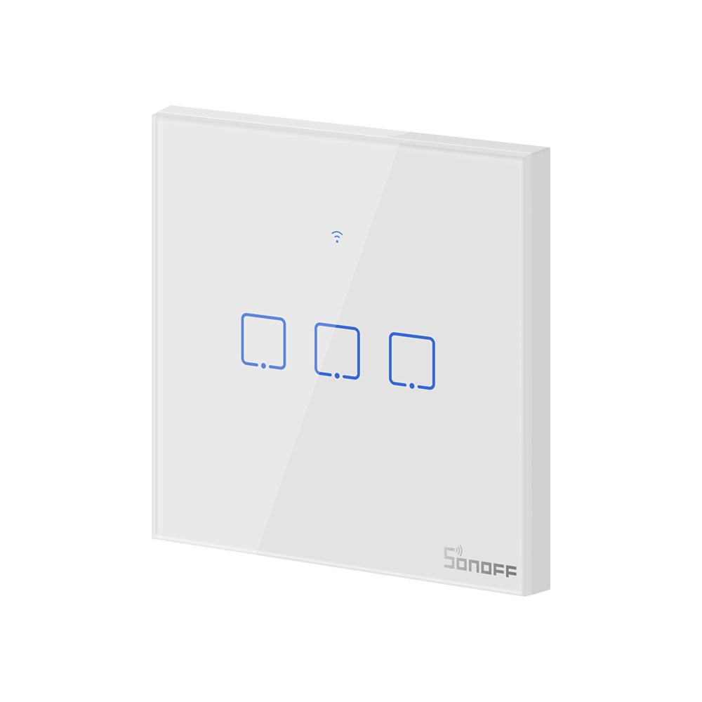 Sonoff T0EU3C Interruttore Smart Touch 3 Tasti WiFi - Vetro Temperato e Policarbonato Bianco