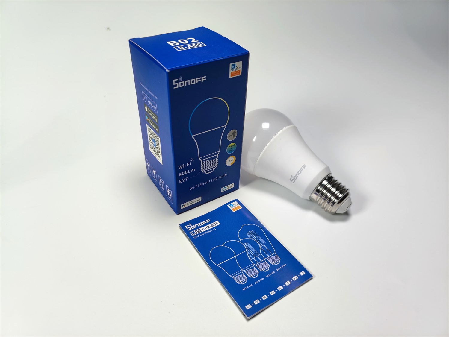 SONOFF B02-B-A60 Lampadina LED Smart E27 9W 806Lm Wi-Fi Doppio Colore Regolabile con Supporto Alexa