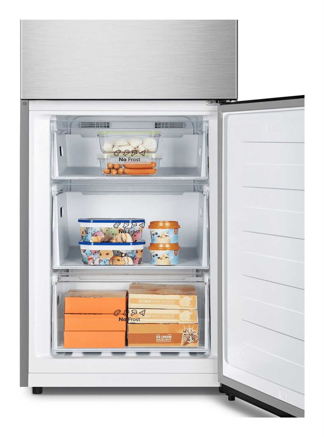 Hisense RB390N4CCD1 Frigorifero Combinato Total No Frost, Inox, 304L, Classe D, Sistema Multi Air Flow, Libera Installazione