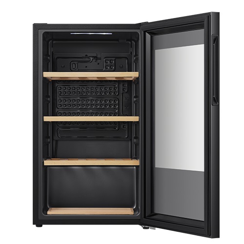 Hisense RW12D4NWG0 - Cantinetta Vino con Compressore, Libera Installazione, Capacità 30 Bottiglie, Classe G, Ripiani in Legno, Vetri Anti UV, Display Touch, Illuminazione Led