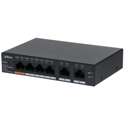 Dahua Technology DH-CS4006-4GT-60 Switch di rete Gestito L2 6 Porte Gigabit Ethernet (10/100/1000) con 4 Porte PoE, Montabile a Parete, Potenza Totale Max 60W