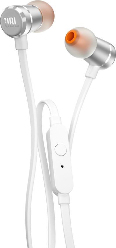 JBL T290 Auricolari In-ear Cablati Argento con Suono Pure Bass e Microfono