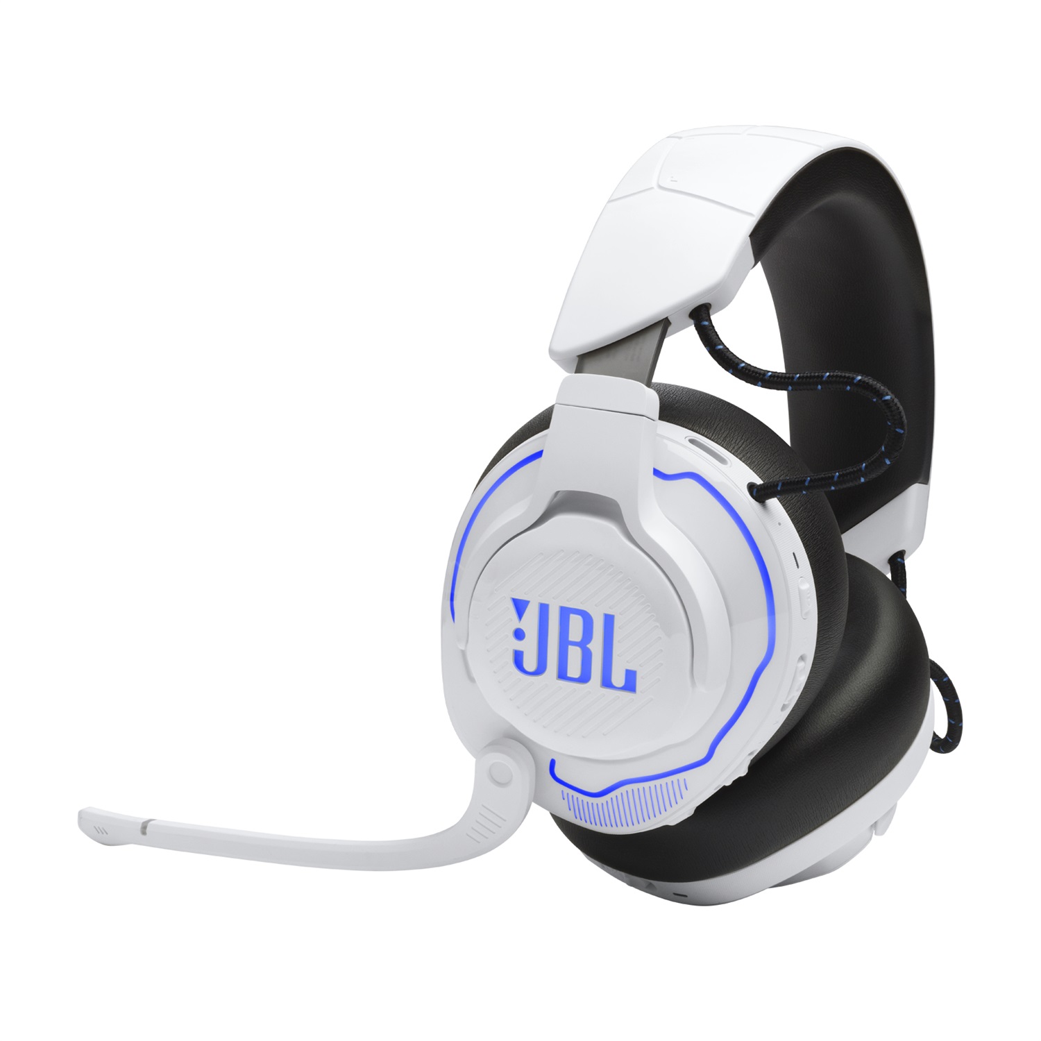 JBL Quantum 910P Cuffie Gaming Over Ear Wireless Bluetooth con Cancellazione Attiva del Rumore, Head Tracking e Microfono a Braccio - Blu e Bianco