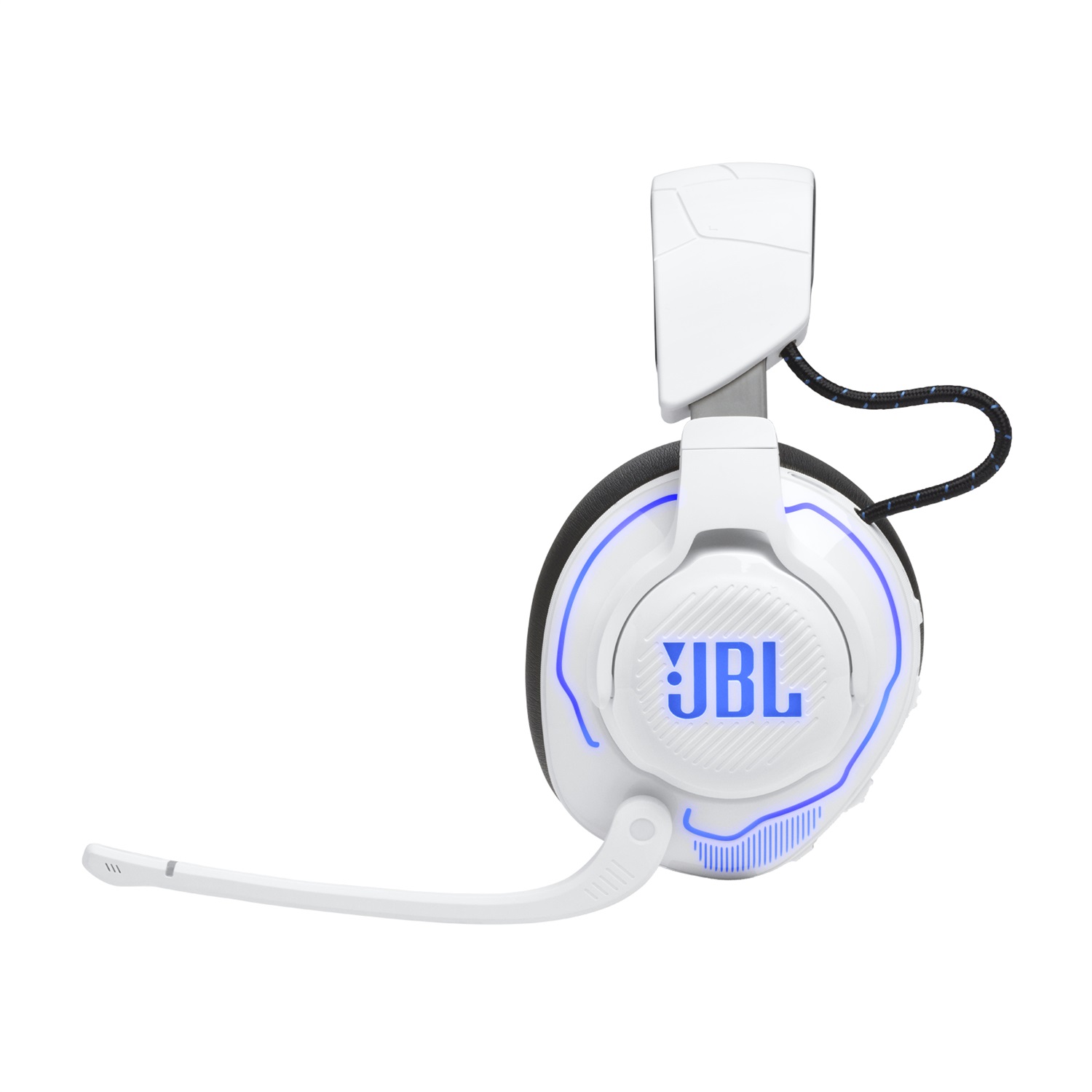 JBL Quantum 910P Cuffie Gaming Over Ear Wireless Bluetooth con Cancellazione Attiva del Rumore, Head Tracking e Microfono a Braccio - Blu e Bianco
