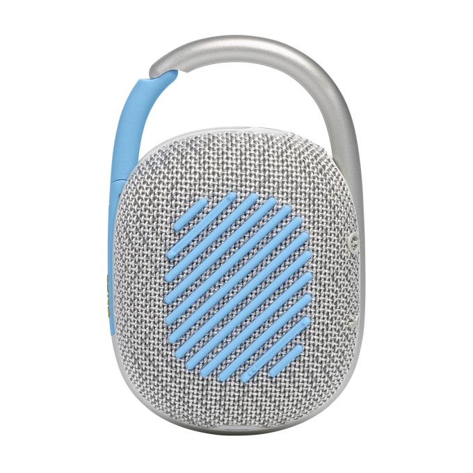 JBL Clip 4 Eco Altoparlante Portatile Bluetooth Impermeabile 5 W con Moschettone, Materiali Riciclati, Autonomia Fino a 10 Ore - Blu e Bianco