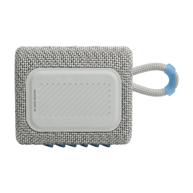 JBL Go 3 Eco Altoparlante Portatile Bluetooth 4,2 W, Resistente ad Acqua e Polvere IP67, Realizzato con Materiali Riciclati, Fino a 5 Ore di Autonomia, Bianco