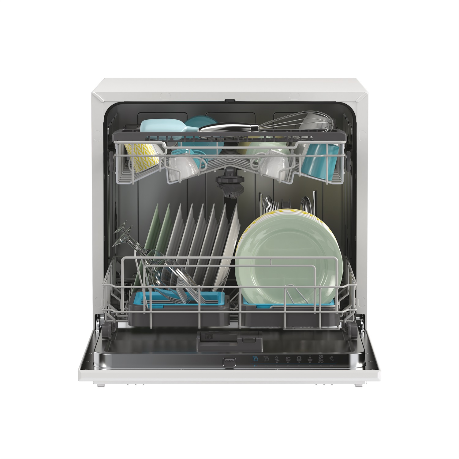 Candy Rapido CP 8F9FFW Lavastoviglie Compatta 8 Coperti, 8 Programmi, Lavaggio e Asciugatura in 35 Minuti, Partenza Ritardata, Dimensioni 59,5x50,1x55 cm, Bianco, Classe F