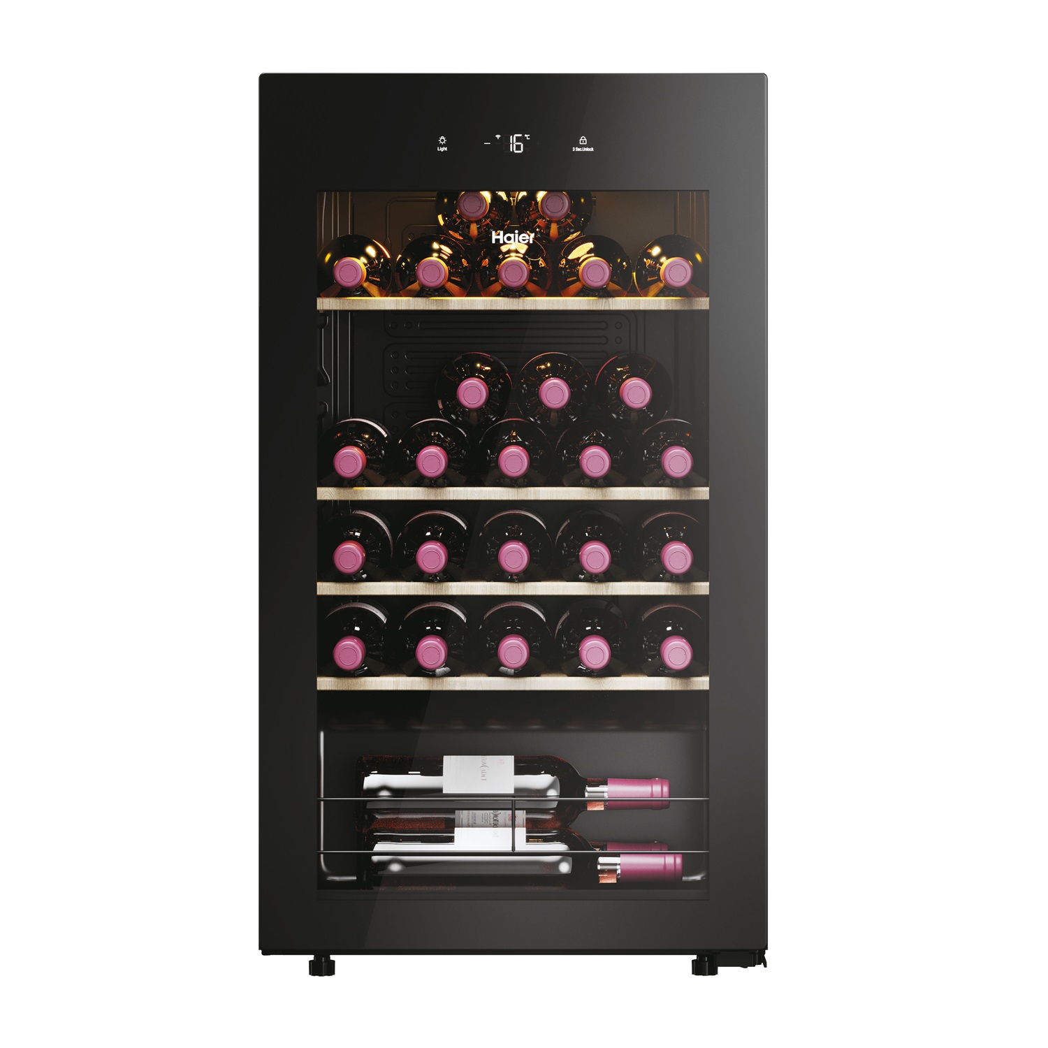 Haier Wine Bank 50 Serie 3 HWS34GGH1 Cantinetta vino con compressore Libera installazione 34 bottiglie Nero Wi-Fi Classe G