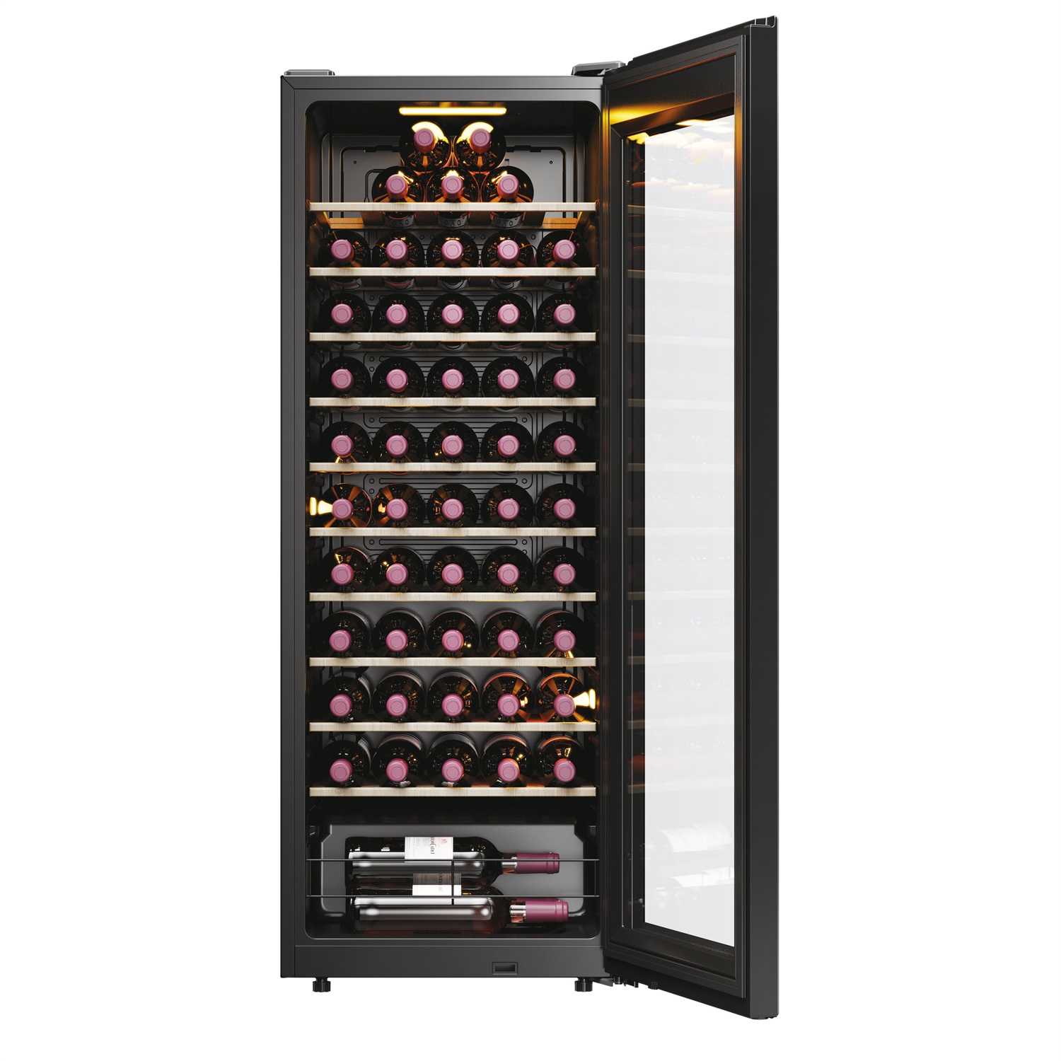 Haier HWS58GGH1 Wine Bank 50 Serie 3 - Armadietto climatizzato per 58 bottiglie, Libera installazione, WiFi, Porta in vetro impermeabile, Illuminazione LED