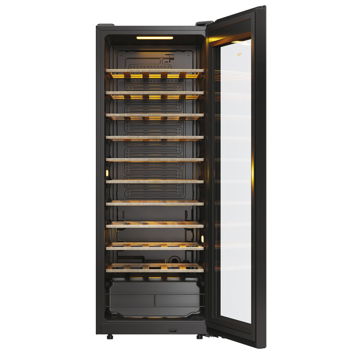 Haier HWS58GGH1 Wine Bank 50 Serie 3 - Armadietto climatizzato per 58 bottiglie, Libera installazione, WiFi, Porta in vetro impermeabile, Illuminazione LED