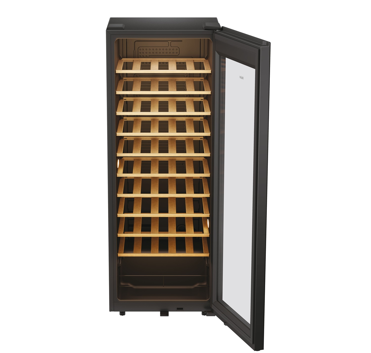 Haier HWS58GGH1 Wine Bank 50 Serie 3 - Armadietto climatizzato per 58 bottiglie, Libera installazione, WiFi, Porta in vetro impermeabile, Illuminazione LED