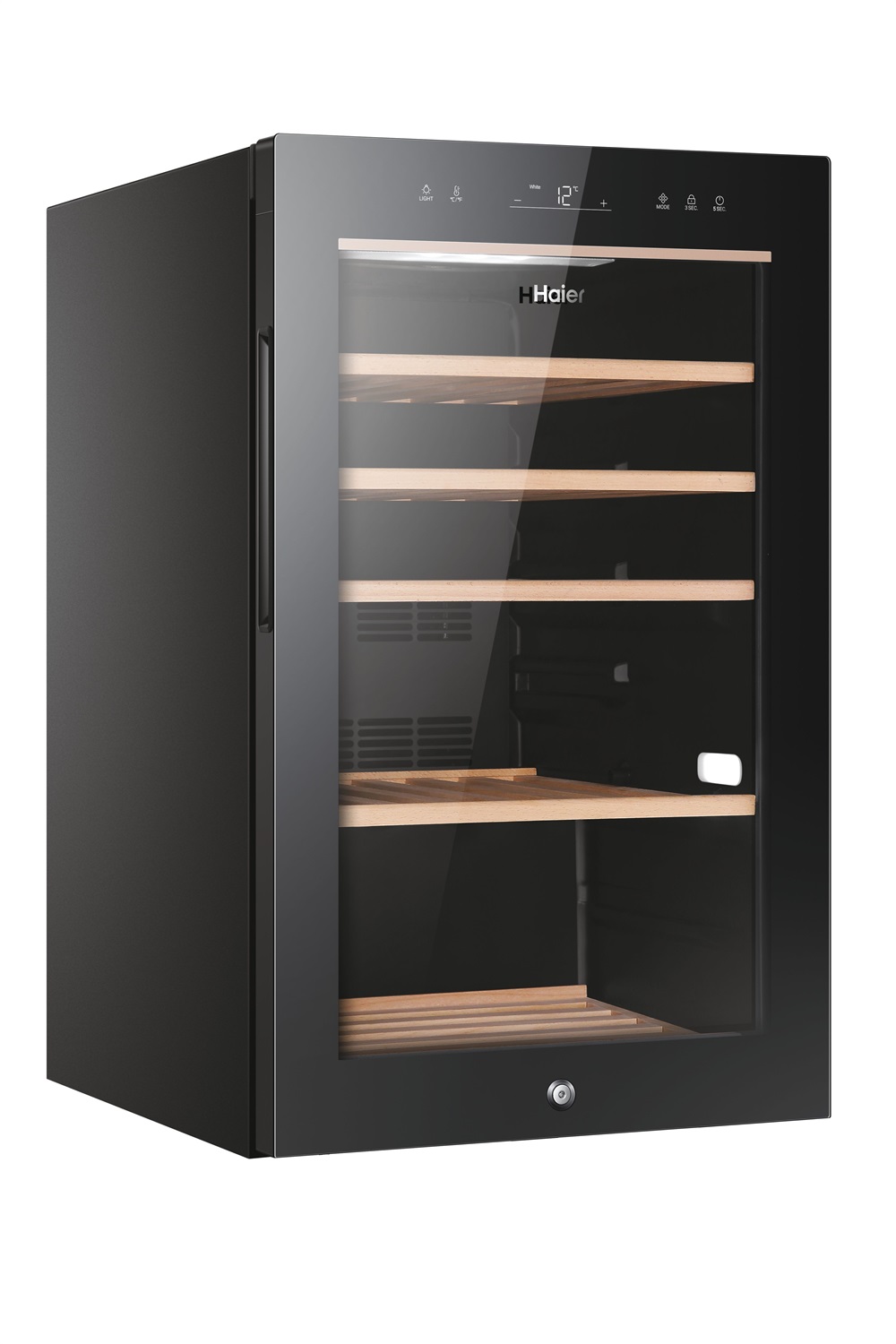 Haier HWS49GA Wine Bank 50 Serie 5 - Cantinetta Vino Libera Installazione 49 Bottiglie, Classe Energetica F, Ripiani 4 1, Sistema Luci 3D, Colore Nero