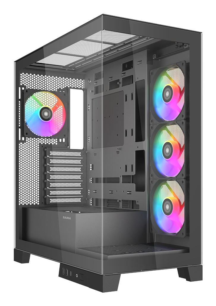 SAMA V50 - Case Midi Tower ATX con Pannelli in Vetro Temperato e Ventole ARGB PWM