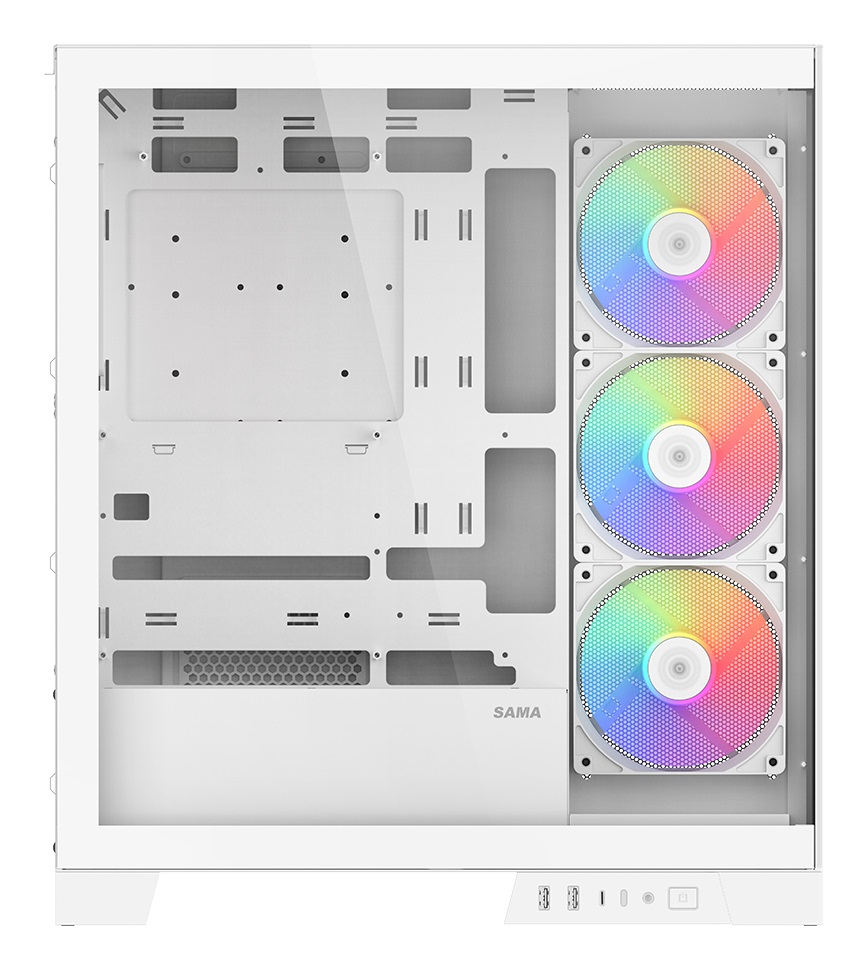 SAMA V50 Midi Tower Bianco - Case ATX con 4 Ventole ARGB e Vetrina in Vetro Temperato