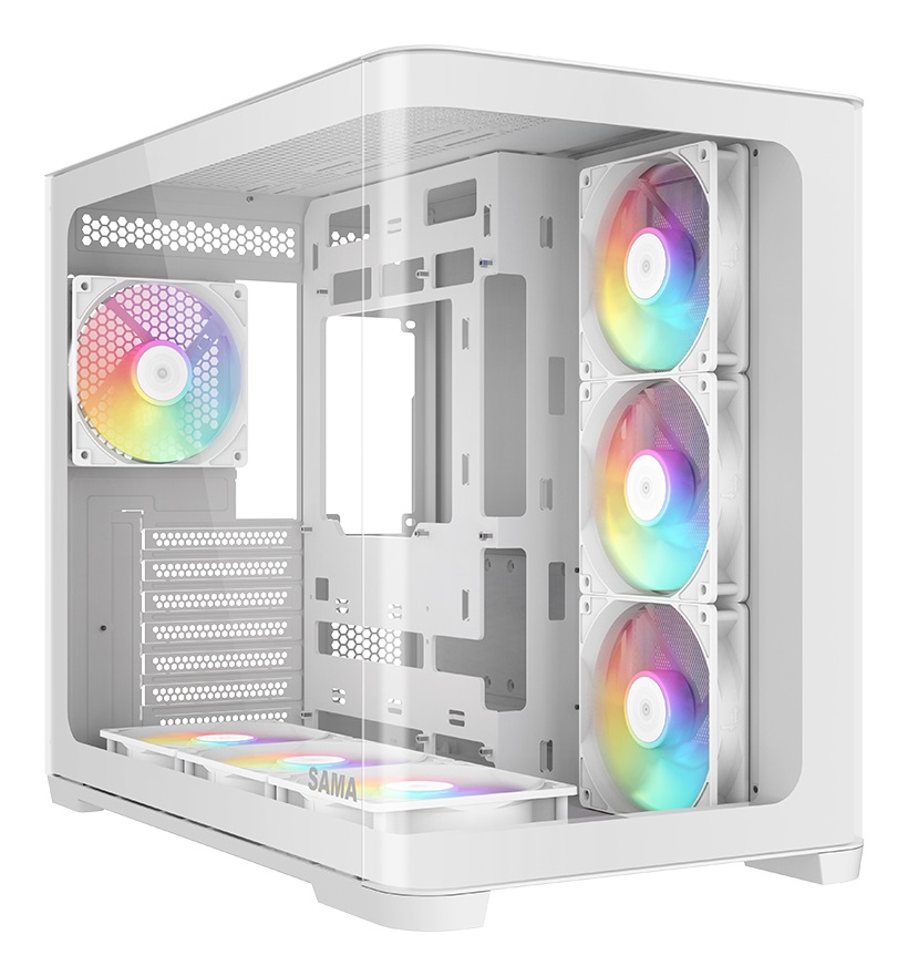 SAMA Gears V60 Midi Tower Bianco - Case ATX con Doppia Camera e Ventole PWM ARGB