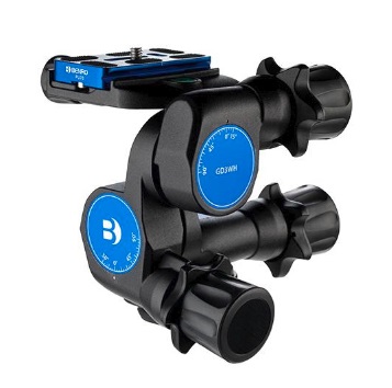 Benro GD3WH Testa Micrometrica per Treppiede - Capacità di Carico 6 kg, Fibra di Carbonio, 3 Vie, Colori Nero e Blu