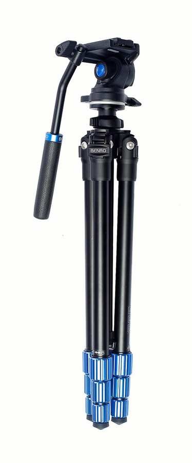 Benro Slim TSL08AS2CSH Treppiede Video con Testa S2C - Altezza Max 147cm, Carico Max 2,5kg, Peso 1,5kg, Borsa Inclusa