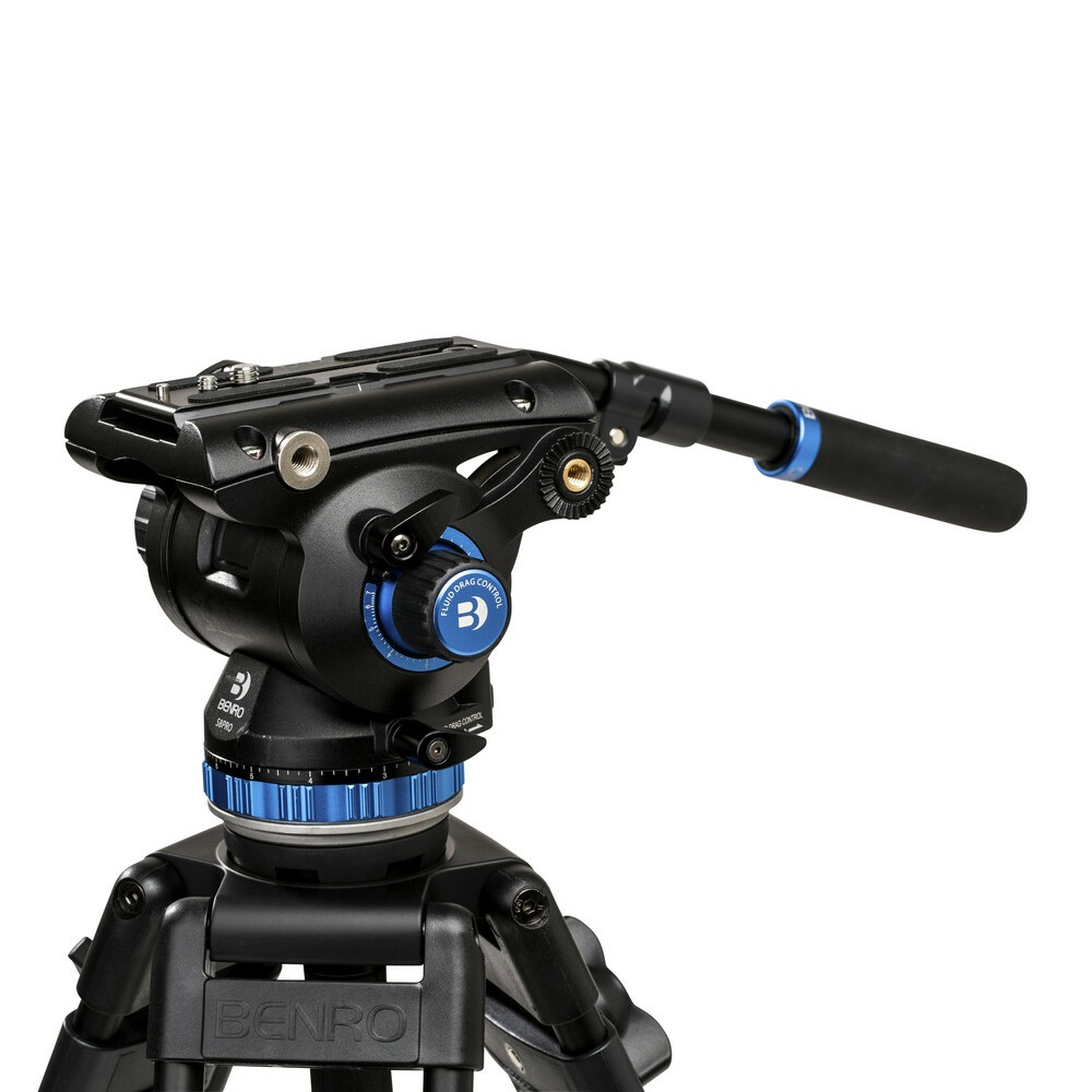 Benro S8 PRO - Testa video fluida a base piatta 75 mm, 8 kg, controbilanciamento a 8 gradini, supporto accessori 3/8-16, piastra a sgancio rapido