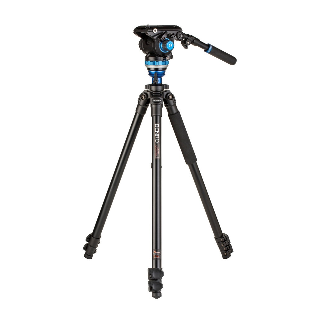 Benro A2573FS6PRO Treppiede Video per Fotocamere Digitali - Capacità 6 kg, Altezza Max 161 cm, Colore Nero e Blu