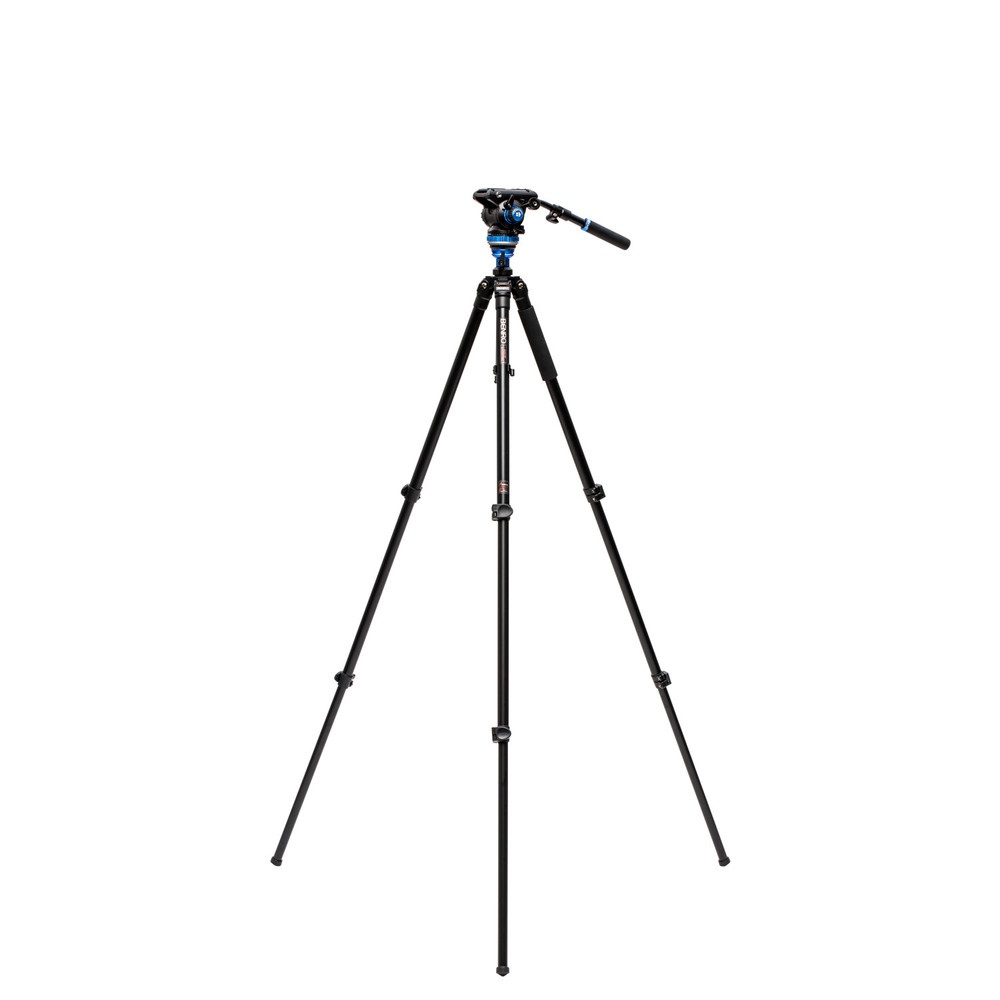 Benro A2573FS6PRO Treppiede Video per Fotocamere Digitali - Capacità 6 kg, Altezza Max 161 cm, Colore Nero e Blu
