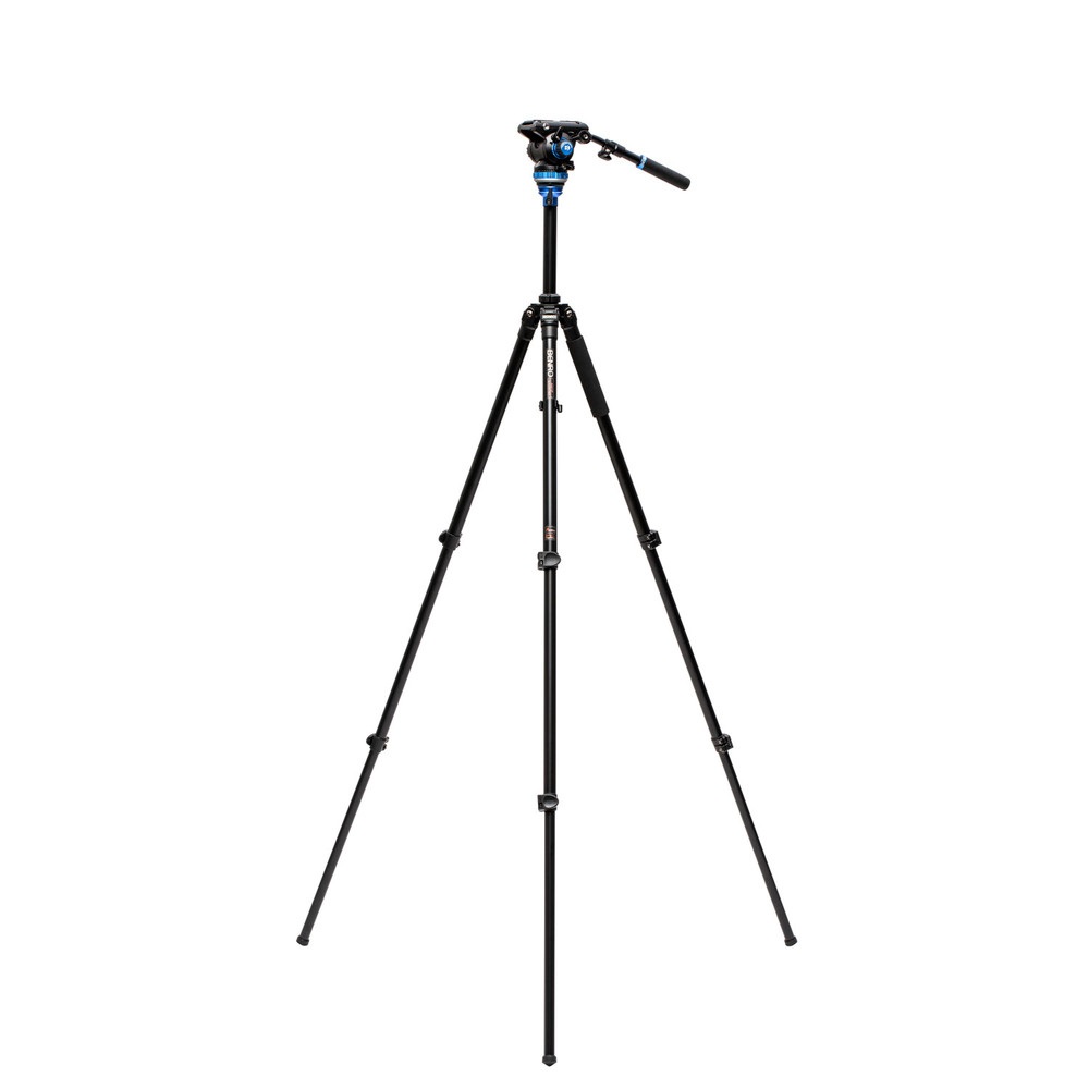 Benro A2573FS6PRO Treppiede Video per Fotocamere Digitali - Capacità 6 kg, Altezza Max 161 cm, Colore Nero e Blu