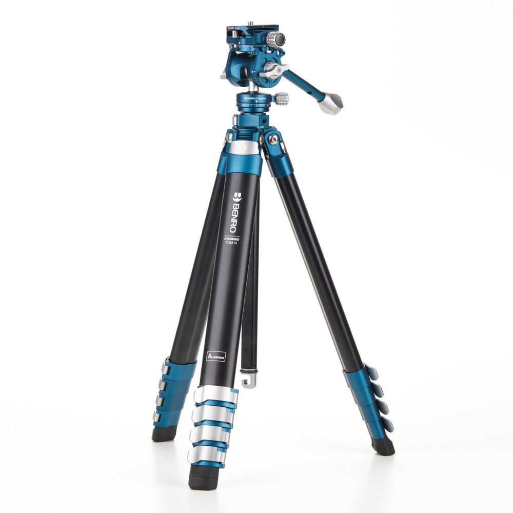 Benro Cyanbird TCBA15FS20PROC Treppiede in Alluminio Leggero con Testa FS20PRO, 5 Sezioni, Inclinazione 90° e Panoramica 360°, Blu Oceano