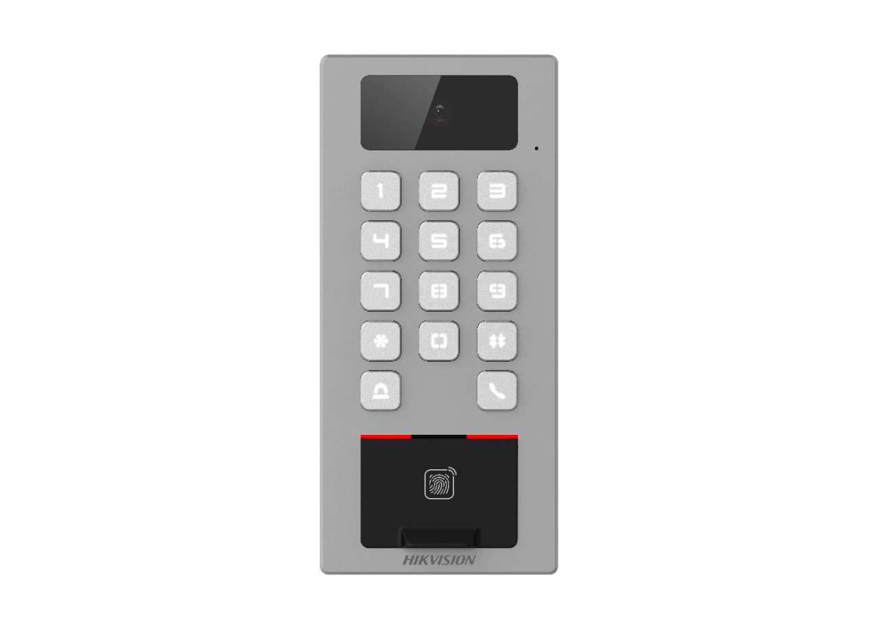 Hikvision DS-K1T502DBFWX-C - Controllo Accessi e Intercom con Telecamera 2MP, Lettore Impronte e Schede, WiFi, Tastiera Integrata, Resistente IP65 IK09