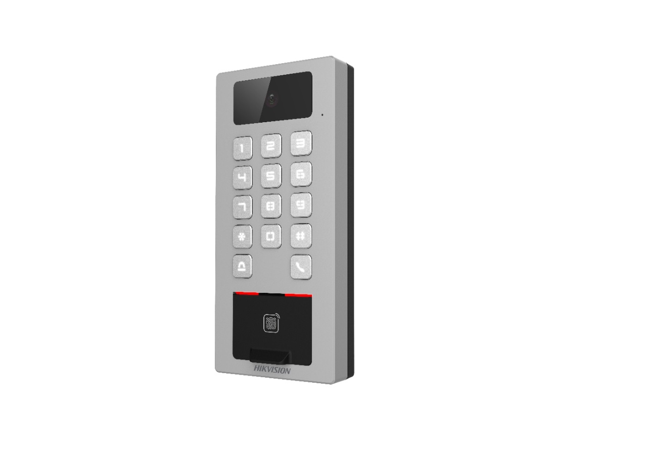 Hikvision DS-K1T502DBFWX-C - Controllo Accessi e Intercom con Telecamera 2MP, Lettore Impronte e Schede, WiFi, Tastiera Integrata, Resistente IP65 IK09