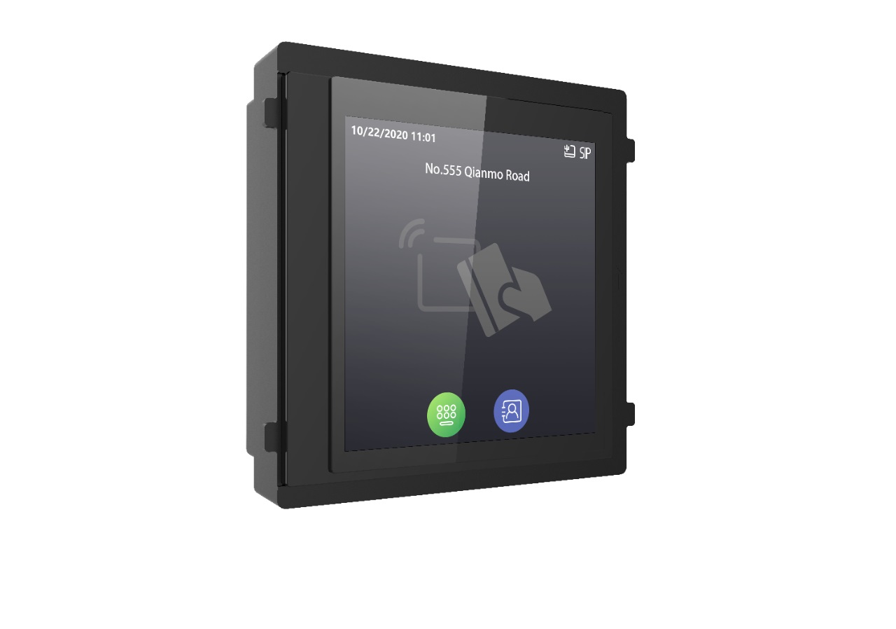 Hikvision DS-KD-TDM Modulo Display Touch con Lettore Mifare - Nero, 100x100x35 mm, 12V, 4W