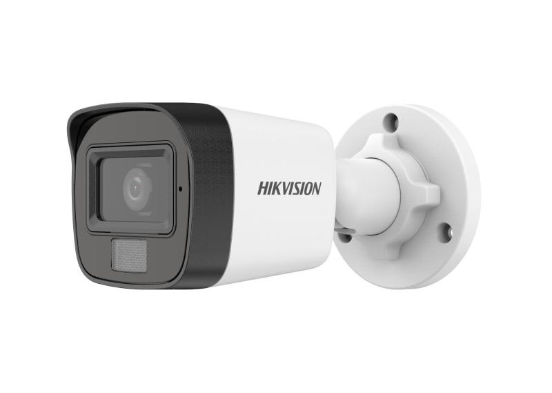 Hikvision DS-2CE16K0T-LFS Telecamera di Sicurezza Mini Bullet 3K 4in1 con Ottica Fissa 2.8mm, IR 30m e Luce Bianca 20m, IP67