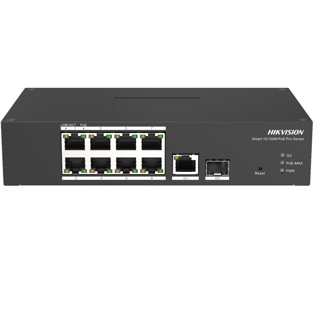 Hikvision DS-3T1310P-SI/HS Switch di rete Gestito L2 Gigabit Ethernet 8 Porte (10/100/1000) con Supporto Power over Ethernet (PoE) - Nero