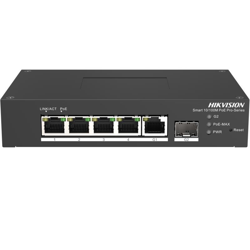 Hikvision DS-3T1306P-SI/HS Switch di rete Gestito L2 PoE 10/100 Mbps a 4 porte Nero