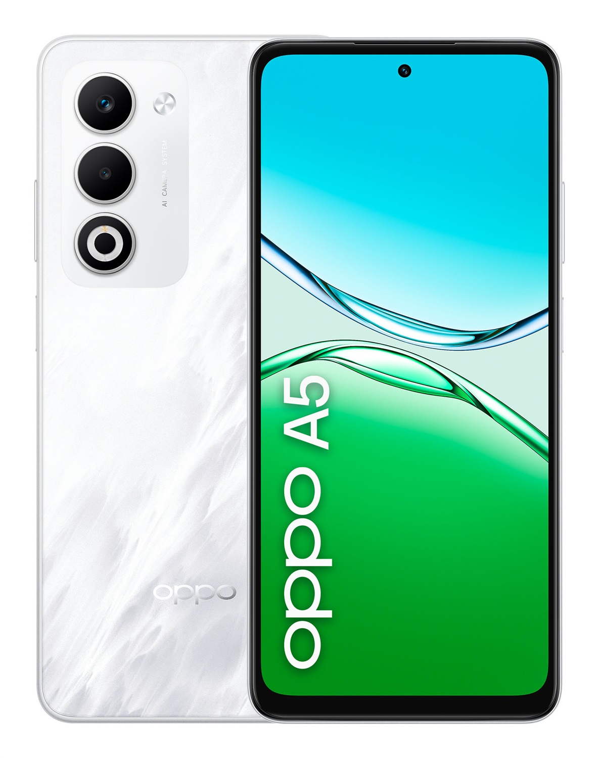 OPPO A5 Smartphone 6GB RAM, 128GB ROM, Fotocamera AI 50MP, Display 6.67” 90Hz LCD HD , Batteria 6000mAh con Ricarica Rapida SUPERVOOC, IP65, Mist White