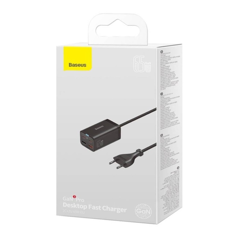 Baseus GaN3 Pro Alimentatore da rete 65W Nero - Caricatore AC per Telefono cellulare e Tablet, 15V 3A