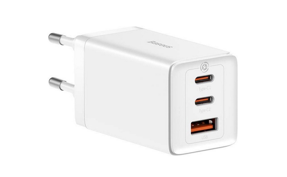 Baseus GaN5 Pro Caricatore Universale 65W Bianco con USB-C, Ricarica Rapida QC, AFC e PD