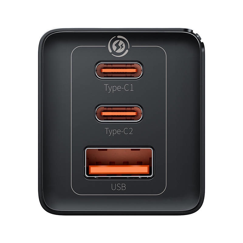 Baseus Caricatore GaN 65W Rapido Portatile con 2 Porte USB-C e USB per iPhone e Laptop