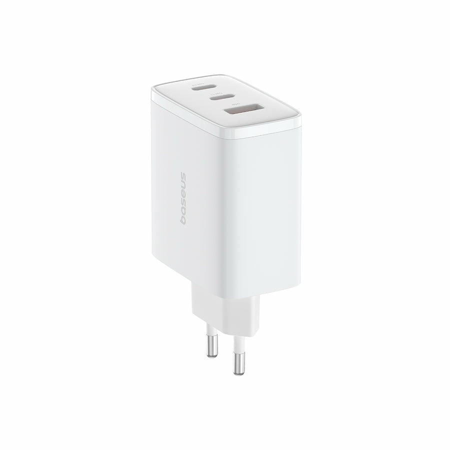 Baseus Caricatore da Muro 65W GaN con 2xUSB-C e USB, Ricarica Rapida per iPhone e Laptop