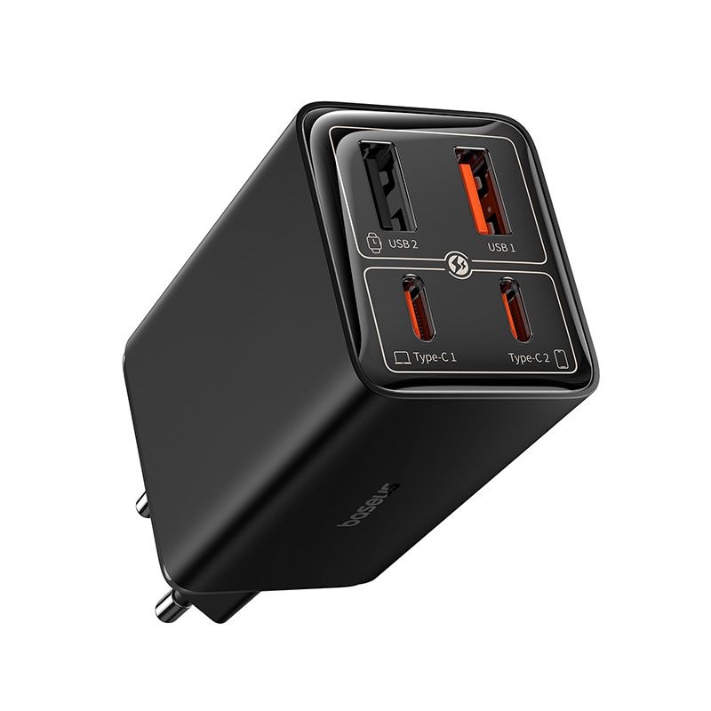 Baseus GAN6 Pro Caricabatterie Rapido 65W con 2x USB-C e 2x USB-A, Nero