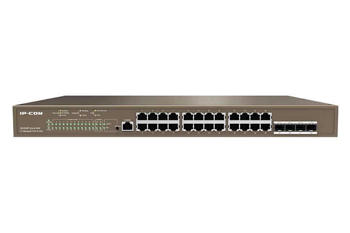 IP-Com Networks G5328P-24-410W Switch di Rete Gestito L3 24 Porte Gigabit Ethernet PoE 370W 1U Nero
