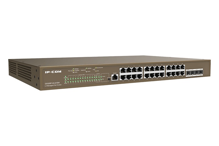 IP-Com Networks G5328P-24-410W Switch di Rete Gestito L3 24 Porte Gigabit Ethernet PoE 370W 1U Nero