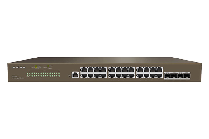 IP-COM G5328F Switch di rete Gestito L3 con 24 Porte Gigabit Ethernet (10/100/1000) e 4 Porte SFP, Console Inclusa, Montaggio Rack, Certificato CCC, FCC, CE, RoHS